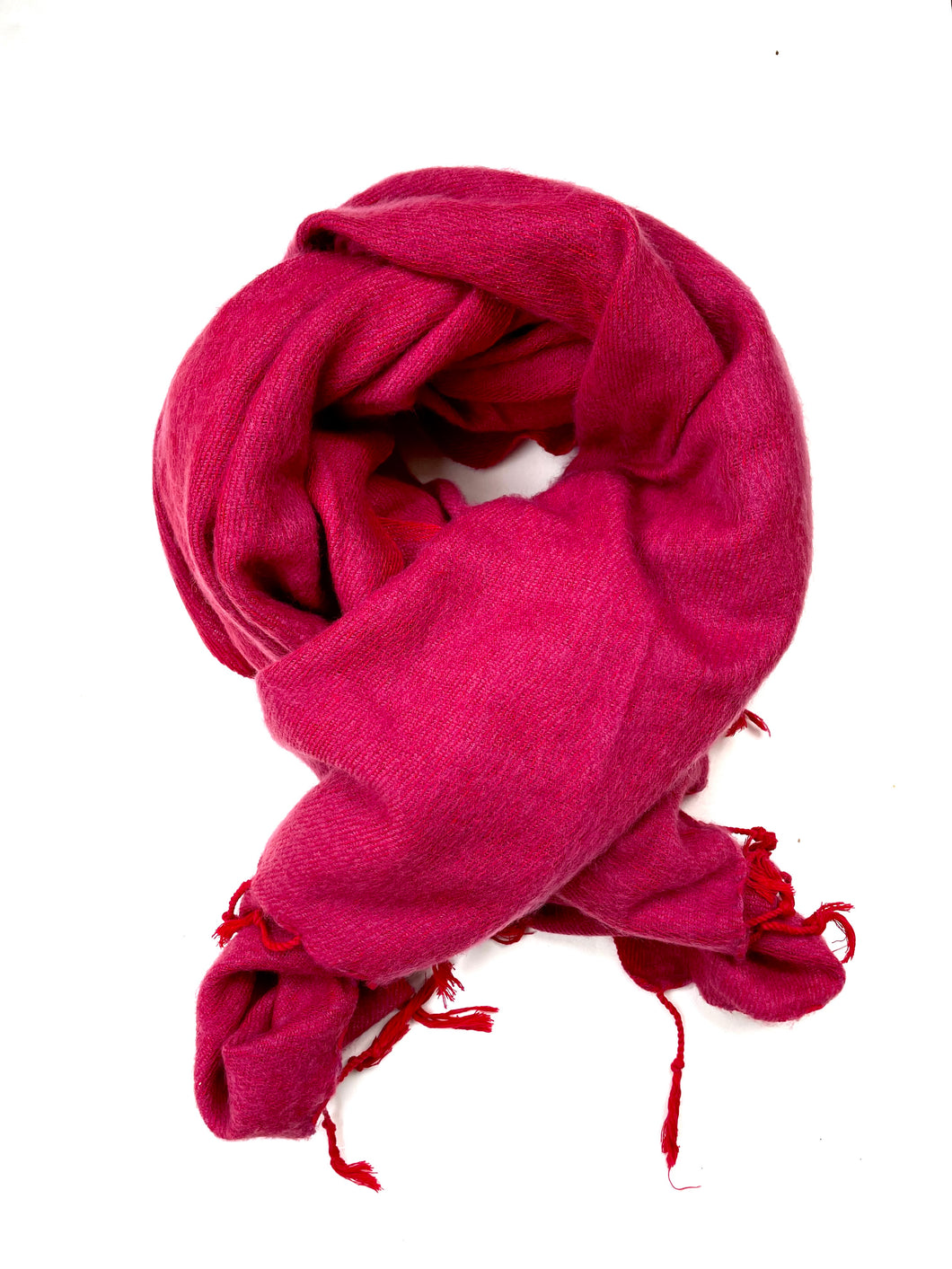 Zachte handgeweven sjaal van Jakwol kleur fuchsia roze
